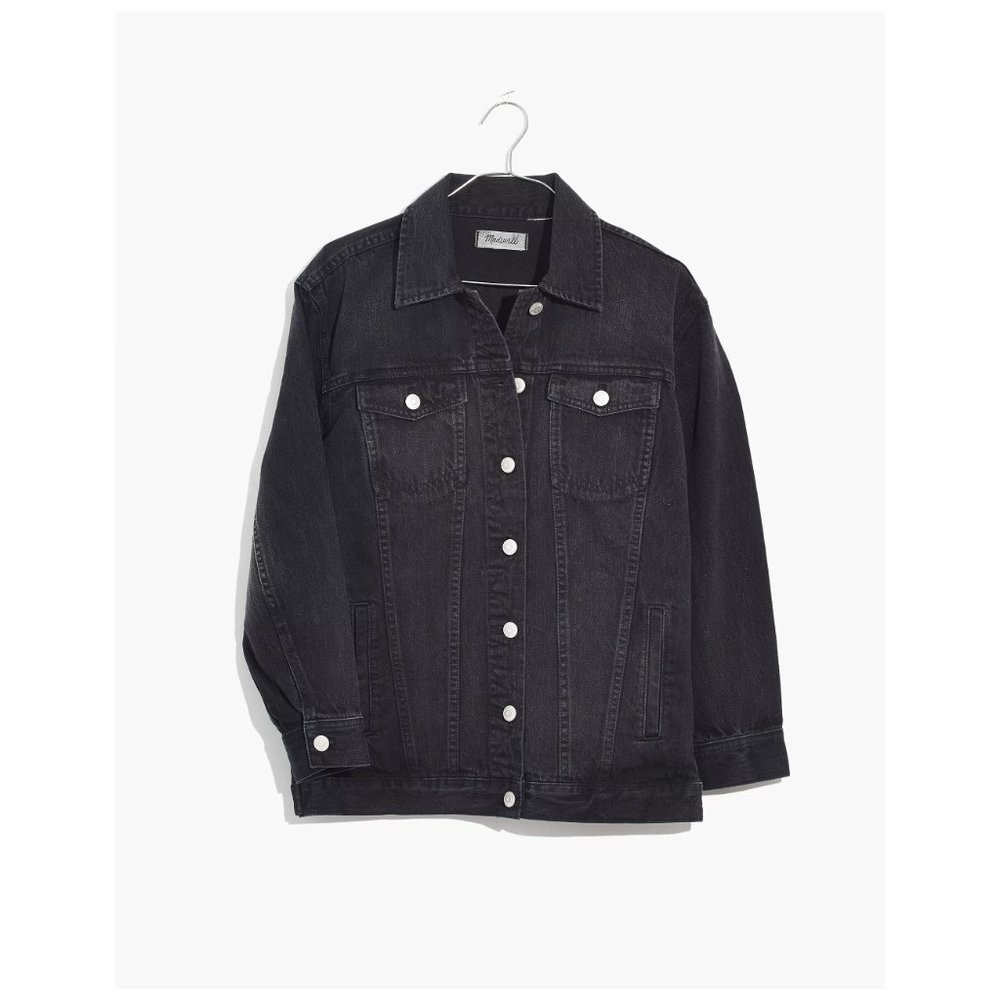 Madewell Oversized Jean Jacket in Lunar Wash - Small - Black